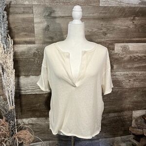 Urban Outfitters Project Social T - cream with notched neck - S 🙂 3/$15